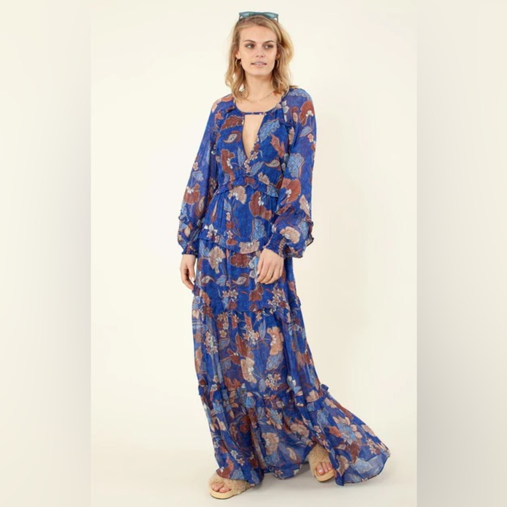 Hale Bob tiered ember maxi dress size large floral - Picture 11 of 11